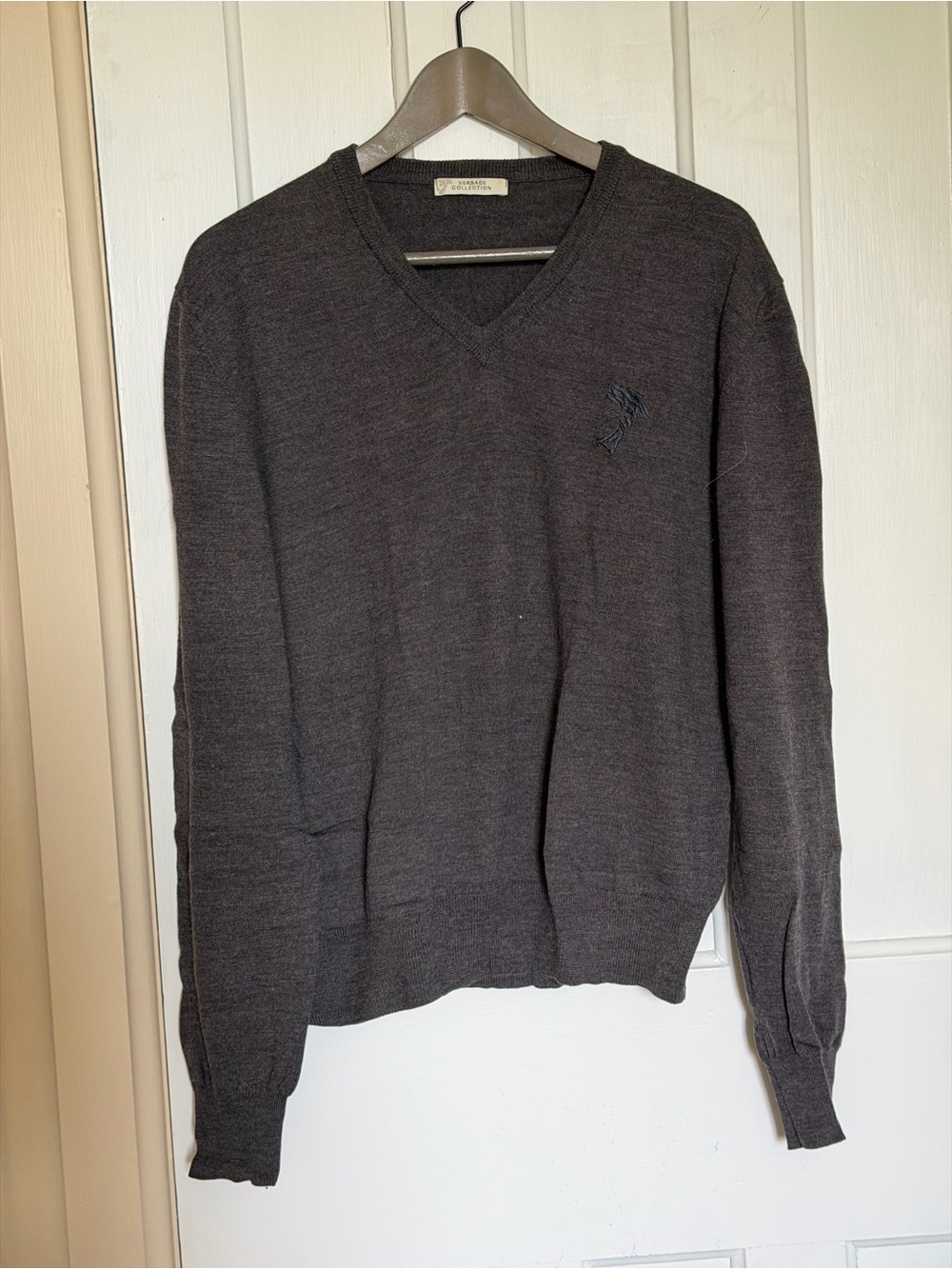 Versace V-Neck Gray Sweater